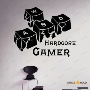 Hardcore Gamer WASD Keyboard Keys Gamer Room Sign
