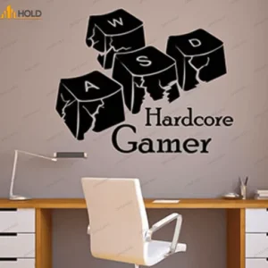 Hardcore Gamer WASD Keyboard Keys Gamer Room Sign
